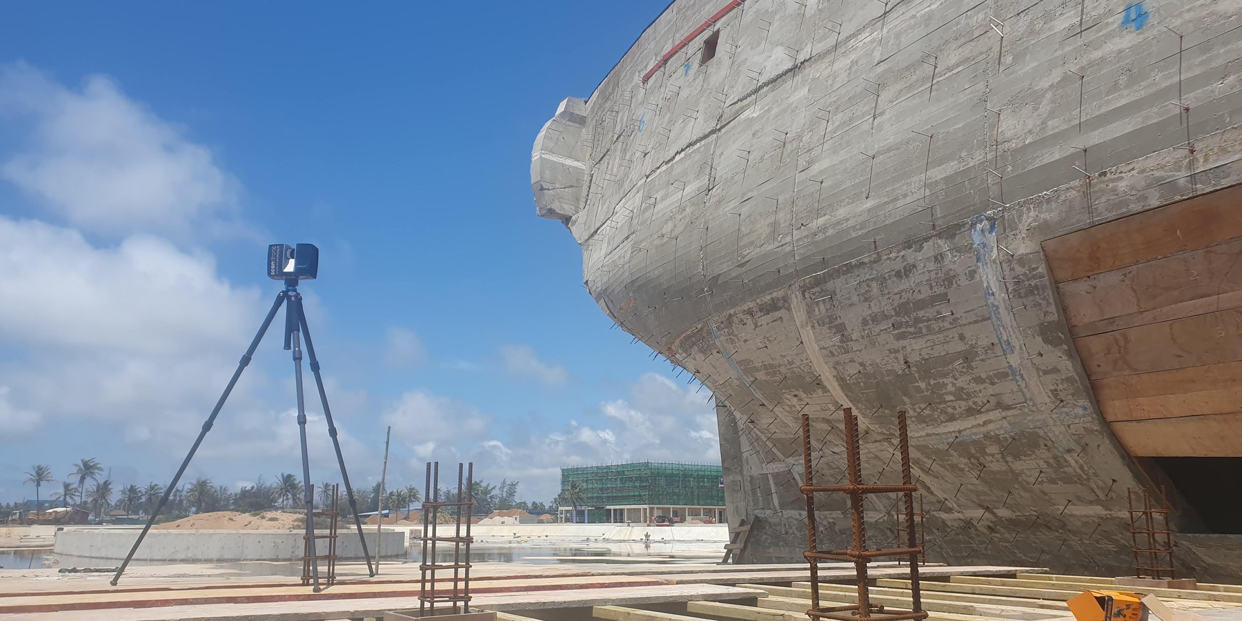 Scanner laser 3D en intervention sur un grand ouvrage en construction au Bénin